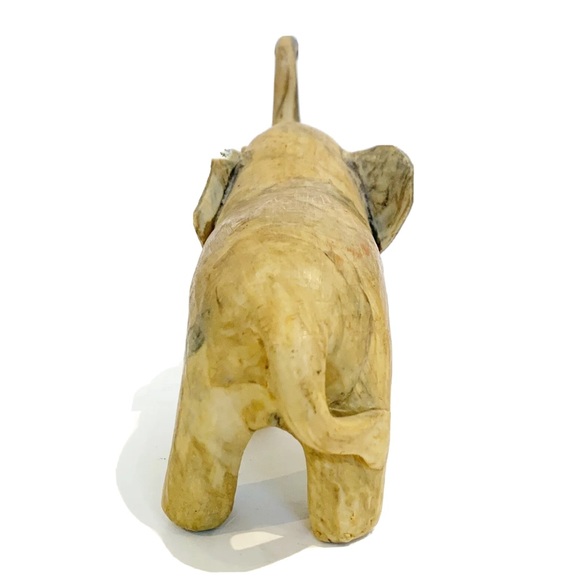 Carved Elephant Figurine Resin Marble Bone Wood Design Decor Collectable Cute - Picture 5 of 8